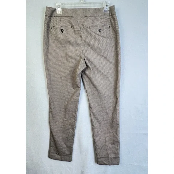 Talbots Heritage Career Pants Women 8 Tan Green Poly Wool Blend Cuffed Work - Picture 9 of 10